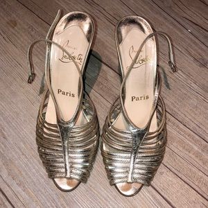 Christian Louboutin Gold Strappy Sandals
